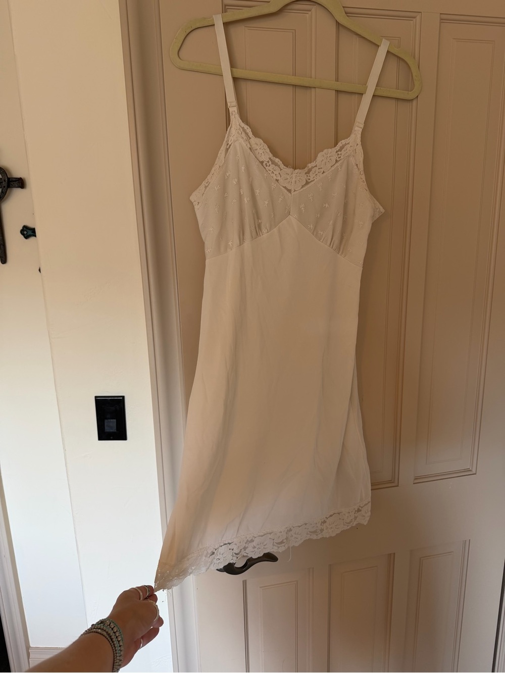 Vintage Cream Lace-Trim Slip